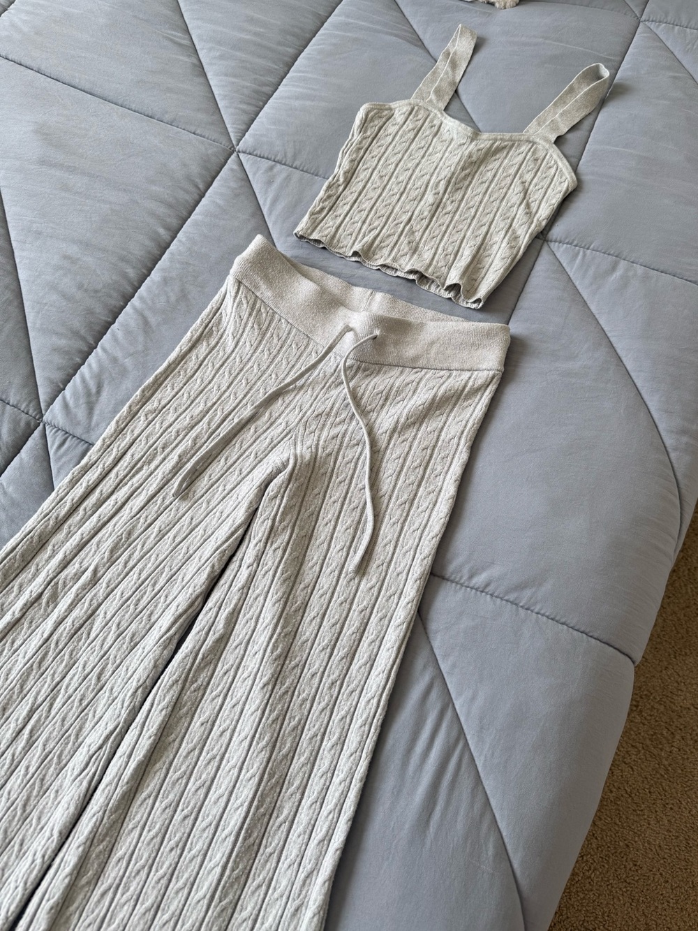 Pink Rose Grey Cable knit lounge set size XS